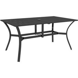 Outsunny 6 Seater Rectangle Garden Dining Table with Parasol Hole Black - Wilko - thumbnail 3