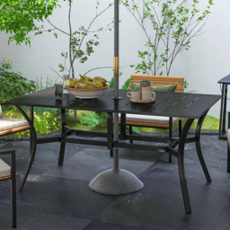 Outsunny 6 Seater Rectangle Garden Dining Table with Parasol Hole Black - Wilko - thumbnail 1