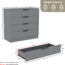 Vida Designs Trega Grey 3 Piece Bedroom Furniture Set - Size: 170 x 76 x 53cm - Wilko - thumbnail 7