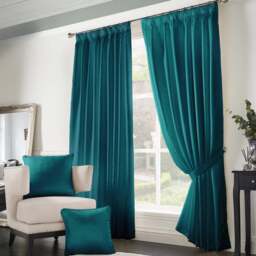 Alan Symonds Madison Teal Taped Top Curtains 229 x 274cm - Size: W 229 x D 274cm - Blue - Wilko