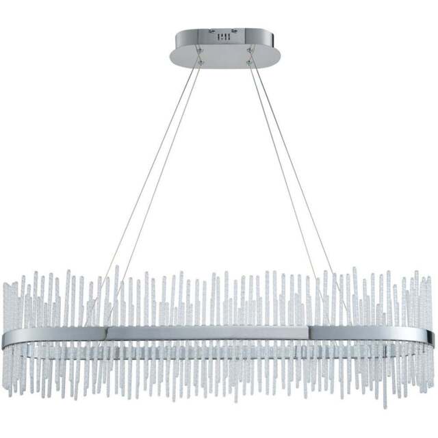 Merano Trapani Clear Glass Chrome Plate Bar Pendant Light - Size: 95 x 25 x 165cm - Silver - Wilko - image 1