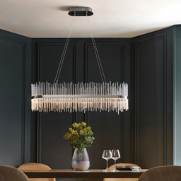 Merano Trapani Clear Glass Chrome Plate Bar Pendant Light - Size: 95 x 25 x 165cm - Silver - Wilko - thumbnail 3
