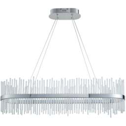 Merano Trapani Clear Glass Chrome Plate Bar Pendant Light - Size: 95 x 25 x 165cm - Silver - Wilko - thumbnail 1