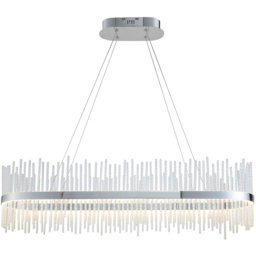 Merano Trapani Clear Glass Chrome Plate Bar Pendant Light - Size: 95 x 25 x 165cm - Silver - Wilko - thumbnail 4