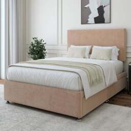 Bedmaster Small Double Mink Naples Linen 4 Drawer Divan Base with Valencia Headboard - Brown - Wilko