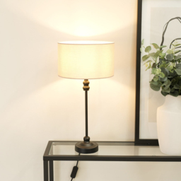 ValueLights Maggie Cream and Black Drum Shade Candlestick LED Table Lamp - Size: 50 x 25 x 25cm - Wilko - thumbnail 3