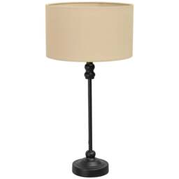 ValueLights Maggie Cream and Black Drum Shade Candlestick LED Table Lamp - Size: 50 x 25 x 25cm - Wilko