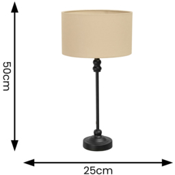ValueLights Maggie Cream and Black Drum Shade Candlestick LED Table Lamp - Size: 50 x 25 x 25cm - Wilko - thumbnail 7