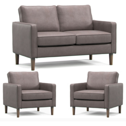 Bexhill 4 Seater Grey Faux Leather Sofa Suite - Wilko - thumbnail 3