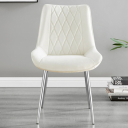 Furniturebox Lucia Cesano 6 Seater Dining Set Grey Gloss Cream and Chrome - Wilko - thumbnail 4