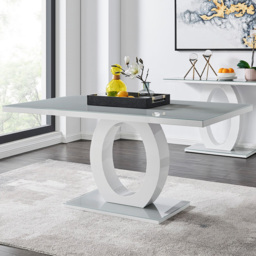 Furniturebox Lucia Cesano 6 Seater Dining Set Grey Gloss Cream and Chrome - Wilko - thumbnail 3