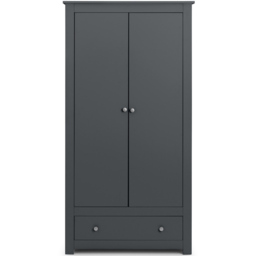 Julian Bowen Radley 2 Door Single Drawer Anthracite Wardrobe - Size: 2 Door, Single Drawer - Black - Wilko - thumbnail 4