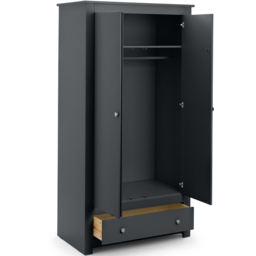 Julian Bowen Radley 2 Door Single Drawer Anthracite Wardrobe - Size: 2 Door, Single Drawer - Black - Wilko - thumbnail 6