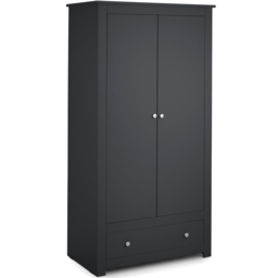 Julian Bowen Radley 2 Door Single Drawer Anthracite Wardrobe - Size: 2 Door, Single Drawer - Black - Wilko - thumbnail 3
