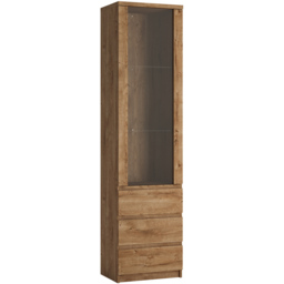 Florence Fribo Single Door 3 Drawer Golden Ribbeck Oak Tall Narrow Display Cabinet - Size: Single Door, 3 Drawer - Brown - Wilko - thumbnail 3