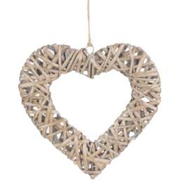 Red Hamper Medium Flat Open Wicker Heart - Size: 25 x 1 x 25cm - Brown - Wilko