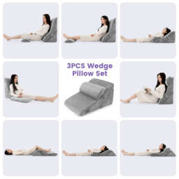 Costway Grey Bed Wedge Pillow Set 3 Piece - Size: Single - Wilko - thumbnail 5