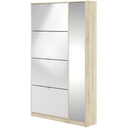 Florence Shoes 5 Flip Door Double Layer Oak and White Mirrored Shoe Storage Cabinet - Furniture To Go - Wilko - thumbnail 5