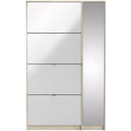 Florence Shoes 5 Flip Door Double Layer Oak and White Mirrored Shoe Storage Cabinet - Furniture To Go - Wilko - thumbnail 4