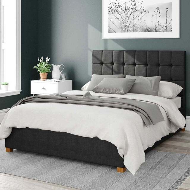 Aspire Sinatra Double Ebony Malham Weave Ottoman Bed - Black - Aspire Beds - Wilko - image 1