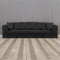 Luxor 4 Seater Black Jumbo Cord Scatter Back Sofa - Wilko - thumbnail 1