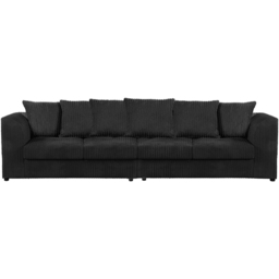 Luxor 4 Seater Black Jumbo Cord Scatter Back Sofa - Wilko - thumbnail 3