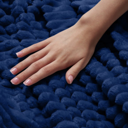 Velosso Navy Plain Corduroy Throw 150 x 200cm - Size: 150 x 200 x 1cm - Wilko - thumbnail 4