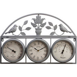Garden Gear Grey Garden Wall Clock Weather Station - Size: 44 x 66 x 6cm - Wilko - thumbnail 4