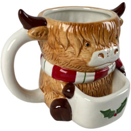 Festive Hand Painted Highland Cow Mug Brown - Wilko - thumbnail 4