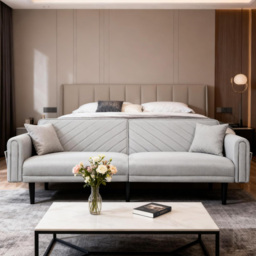 Alivio 2-in-1 Single Grey Adjustable Convertible Sofa Bed with Side Pockets - Size: 3 Seater - Wilko - thumbnail 5
