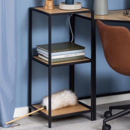 Florence Seaford 2 Shelf Oak and Black Metal Bookcase - Furniture To Go - Wilko