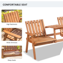 Outsunny Antique Orange Wooden Companion Seat - Size: 2 Seater - Wilko - thumbnail 7