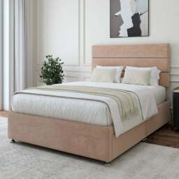 Bedmaster King Size Mink Naples Velvet 2 Drawer Divan Base with Milan Headboard - Brown - Wilko - thumbnail 1