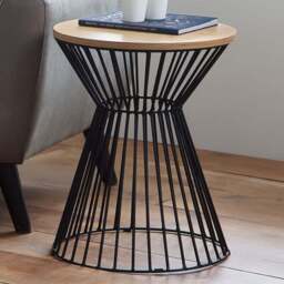 Julian Bowen Jersey Euro Oak Round Wire Lamp Table - Size: 40 x 40 x 50cm - Brown - Wilko