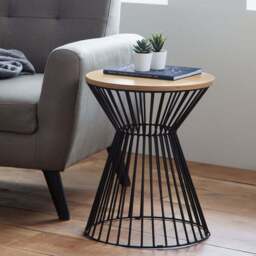 Julian Bowen Jersey Euro Oak Round Wire Lamp Table - Size: 40 x 40 x 50cm - Brown - Wilko - thumbnail 5