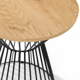 Julian Bowen Jersey Euro Oak Round Wire Lamp Table - Size: 40 x 40 x 50cm - Brown - Wilko - thumbnail 4