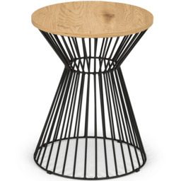 Julian Bowen Jersey Euro Oak Round Wire Lamp Table - Size: 40 x 40 x 50cm - Brown - Wilko - thumbnail 3