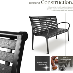 tectake Pino 3 Seater Garden Bench - Black - Wilko - thumbnail 5