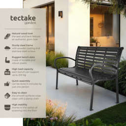 tectake Pino 3 Seater Garden Bench - Black - Wilko - thumbnail 7