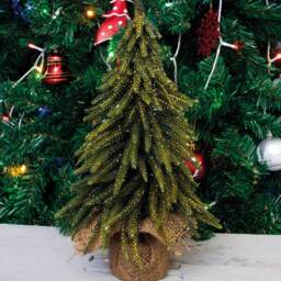 St Helens 35cm Green Gold Finish Mini Christmas Tree - Size: 19 x 19 x 35cm - Wilko - thumbnail 4