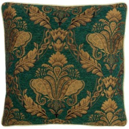Paoletti Shiraz Emerald Floral Jacquard Cushion - Size: 45 x 45 cm - Green - Wilko - thumbnail 1