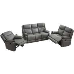 Furniture One 6 Seater Grey Manual Sectional Recliner Couches Sofa Set - Wilko - thumbnail 3