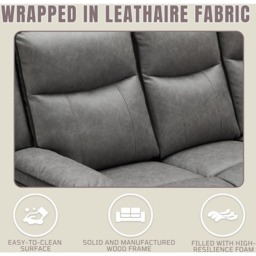 Furniture One 6 Seater Grey Manual Sectional Recliner Couches Sofa Set - Wilko - thumbnail 5