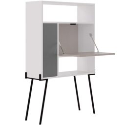 Decortie Tatti Laptop Desk with Shelf White and Mocha Grey - Size: 135.0  x 83.5  x 29.4 cm - Multi - Wilko - thumbnail 4