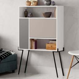 Decortie Tatti Laptop Desk with Shelf White and Mocha Grey - Size: 135.0  x 83.5  x 29.4 cm - Multi - Wilko