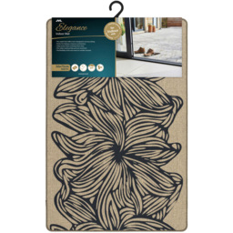 JVL Elegance Flower Rubber Backed Door Mat and Runner Set - Size: 75 x 50 x 5cm - Black - Wilko - thumbnail 3