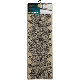 JVL Elegance Flower Rubber Backed Door Mat and Runner Set - Size: 75 x 50 x 5cm - Black - Wilko - thumbnail 4
