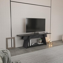 Decorotika Lanca Single Shelf Black Marble Effect TV Unit - Size: 50 x 120 x 35cm - Wilko - thumbnail 6