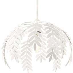 Happy Homewares White Gloss Fern Leaf Pendant Light Shade - Size: 17 x 28 x 28cm - Wilko