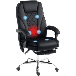 Vinsetto Black Heated Reclining Massage Office Chair - Size: 119 x 67 x 72cm - Wilko - thumbnail 3